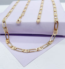 Load image into Gallery viewer, 18k Gold Filled Figaro Mariner Fusion Chain with Stamped Pattern