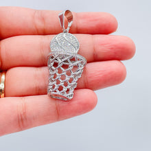 Load image into Gallery viewer, 18k Gold Filled Pave Basketball Pendant With Basketball Hoop