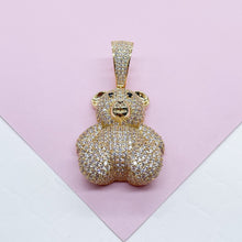 Load image into Gallery viewer, 18k Gold Filled Puffy Micro Pavê Bear Pendant