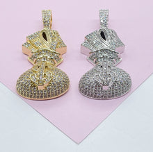 Load image into Gallery viewer, 18k Gold Filled Micro Pavê Zirconia Money Bag Charm Pendant