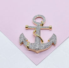 Load image into Gallery viewer, 18k Gold Filled Micro Pavê Zirconia Anchor Charm Pendant
