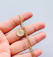 Load image into Gallery viewer, 18k Gold Filled Figaro Link Bracelet With Eye Charm in Center