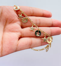 Load image into Gallery viewer, 18k Gold Filled Figaro Link Anklet With Star Fish Charms