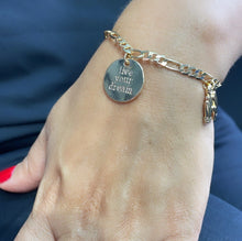Load image into Gallery viewer, 18k Gold Filled Figaro Link Charm Bracelet With Girly and Encouragement Charms