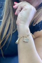 Load image into Gallery viewer, 18k Gold Filled Figaro Link Charm Bracelet With Girly and Encouragement Charms