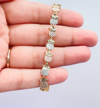 Load image into Gallery viewer, 18k Gold Filled Tri-Colored Pineapple Bracelet