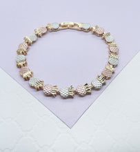 Load image into Gallery viewer, 18k Gold Filled Tri-Colored Pineapple Bracelet