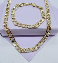 Load image into Gallery viewer, 18k Gold Filled Flat Rectangle Linked Chain & Bracelet
