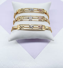 Load image into Gallery viewer, 18k Gold Filled ID Bracelet With Tri-Colored Engraved Animals