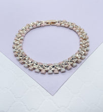 Load image into Gallery viewer, 18k GoldFilled Tri-Colored Square Diamond Cut Patterned Textured Bracelet