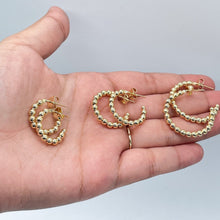 Load image into Gallery viewer, 18k Gold Filled Ball Beaded C Hoop Earring Available Small, Medium and Large