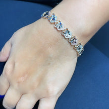 Load image into Gallery viewer, 18k GoldFilled Tri-Colored Diamond Cut Heart Bracelet