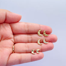 Load image into Gallery viewer, 18k Gold Filled Set of 3 Moon Stud Earrings