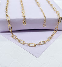 Load image into Gallery viewer, 18k Gold Filled Paper Clip Chain with Layered Score Patterns