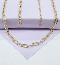 Load image into Gallery viewer, 18k Gold Filled Paper Clip Chain with Layered Score Patterns