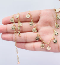 Load image into Gallery viewer, 18k Gold Filled Charm Necklace and Bracelet Set: Mini Medallion Jewelry