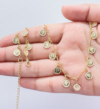 Load image into Gallery viewer, 18k Gold Filled Charm Necklace and Bracelet Set: Mini Medallion Jewelry