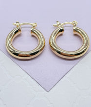 Load image into Gallery viewer, 18k Gold Filled Small Smooth Classic Plain 4mm Thick Hoop
