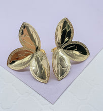 Load image into Gallery viewer, 18k Gold Filled Large Flower Leaf Gold Earring