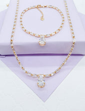 Load image into Gallery viewer, 18k GoldFilled Baguette CZ Stone Set With Pear Shaped Stone in Center