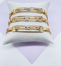 Load image into Gallery viewer, 18k Gold Filled ID Bracelet With Tri-Colored Engraved Animals