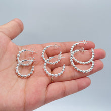 Load image into Gallery viewer, 18k Gold Filled 3mm Ball Beaded Hoop Earrings, Everyday Wear Hoops, all sizes