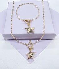 Load image into Gallery viewer, 18k Gold Filled PaperClip Toggle Choker With Star Pendant