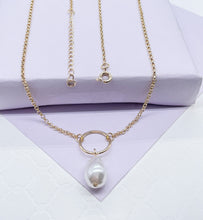 Load image into Gallery viewer, 18k Gold Filled Rolo Choker With Large Synthetic Pearl Charm