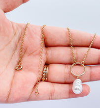 Load image into Gallery viewer, 18k Gold Filled Rolo Choker With Large Synthetic Pearl Charm