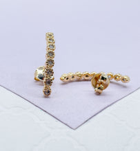 Load image into Gallery viewer, 18k Gold Filled Dainty CZ Pave Line Stud Earring
