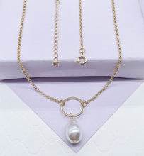 Load image into Gallery viewer, 18k Gold Filled Rolo Choker With Large Synthetic Pearl Charm