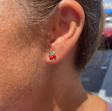 Load image into Gallery viewer, 18k Gold Filled Enamel Cherry Stud Earring