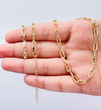 Load image into Gallery viewer, 18k Gold Filled Paper Clip Chain with Layered Score Patterns