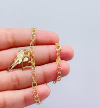 Load image into Gallery viewer, 18k Gold Filled Dainty Curb Link Anklet With Heart and Key