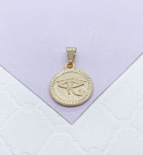 Load image into Gallery viewer, 18k Gold Filled Eye or Horus Medallion Pendant