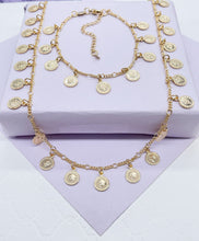 Load image into Gallery viewer, 18k Gold Filled Charm Necklace and Bracelet Set: Mini Medallion Jewelry