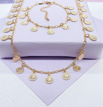Load image into Gallery viewer, 18k Gold Filled Charm Necklace and Bracelet Set: Mini Medallion Jewelry