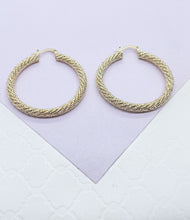 Load image into Gallery viewer, 18k Gold Filled Rough Diamond CutTwisted Gold Hoops