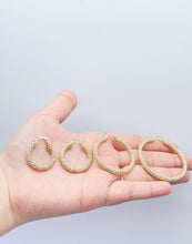 Load image into Gallery viewer, 18k Gold Filled Rough Twisted Gold Hoops