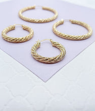 Load image into Gallery viewer, 18k Gold Filled Rough Diamond CutTwisted Gold Hoops