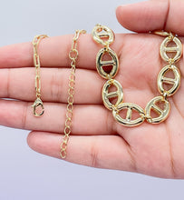 Load image into Gallery viewer, 18k Gold Filled Smooth Wide Puffy Mariner Link Set