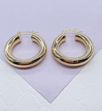 Load image into Gallery viewer, 18k Gold Filled 6mm Thick Classic Smooth Hoop Earrings