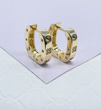 Load image into Gallery viewer, 18k Gold Filled Small Screws Flat Square Hoop EarringsWholesale Jewelry Supplies