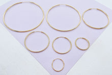 Load image into Gallery viewer, 18k Gold Filled Hoop Earrings: Thin, Lightweight, Endless Style