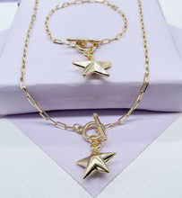 Load image into Gallery viewer, 18k Gold Filled PaperClip Toggle Choker With Star Pendant