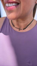 Load image into Gallery viewer, 18k Gold Filled Baguette Choker With CZ Pavè Cross In The Center