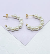 Load image into Gallery viewer, 18k Gold Filled Open Plain Pearl Hoop