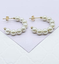 Load image into Gallery viewer, 18k Gold Filled Open Plain Pearl Hoop