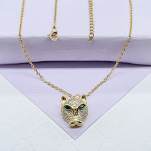 Load image into Gallery viewer, 18k Gold Filled Large Panther Charm Necklace With Curb Chain