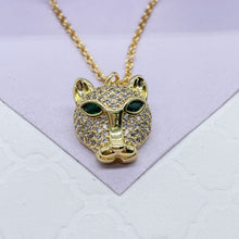 Load image into Gallery viewer, 18k Gold Filled Large Panther Charm Necklace With Curb Chain